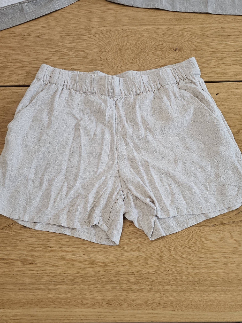 H&M Light Beige High Waist Linen-Blend Women's Shorts